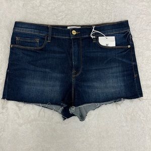 Frame “Le Cutoff” denim shorts w/ raw hem Dark denim Excellent stretch. Size 31
